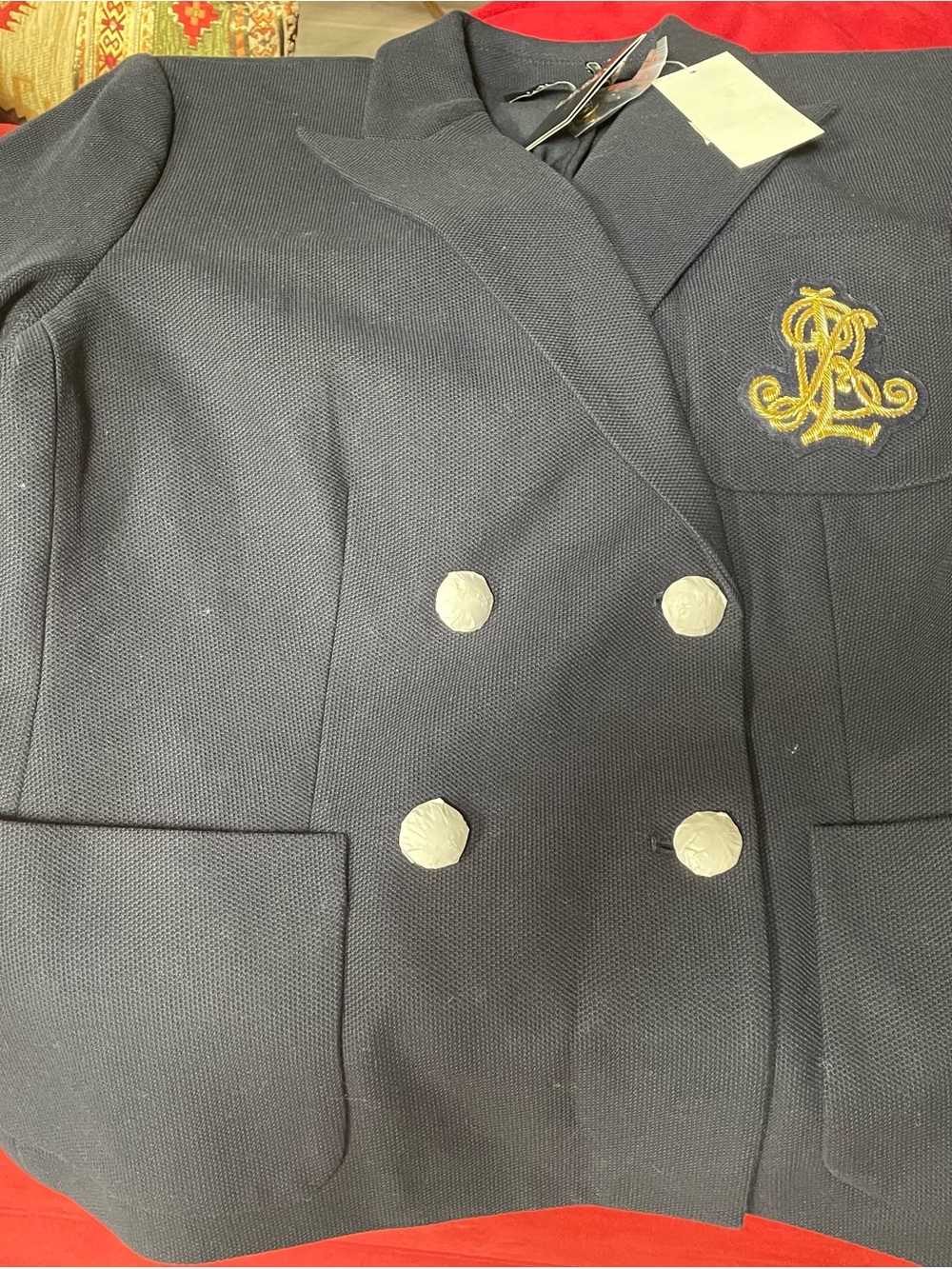 Lauren Ralph Lauren Navy Double-Breasted Crest Patch Blazer - Picture 2 of 5